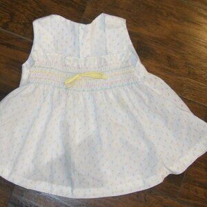 Floral Smocked Baby Girl Sundress Vintage Yellow Pink Blue White